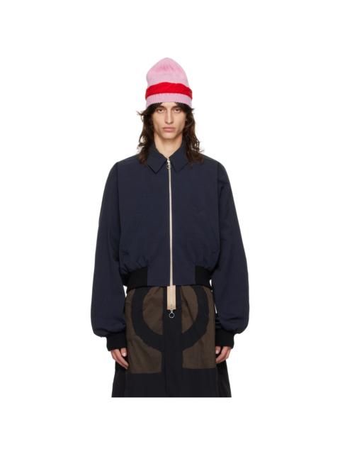 EDWARD CUMING Navy Bottom Heavy Bomber Jacket