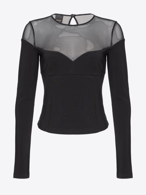 PINKO NEOPRENE AND TULLE TOP