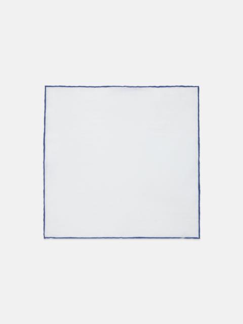 J. PRESS MADE-IN-ITALY WHITE WITH NAVY EDGE LINEN POCKET SQUARE