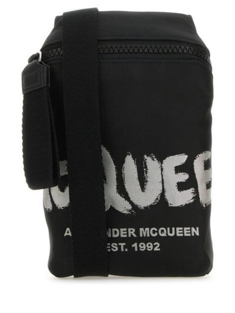 Black fabric McQueen Graffiti crossbody bag