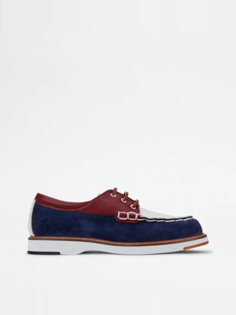 Tod's LACE-UPS IN LEATHER - BLUE, WHITE, RED