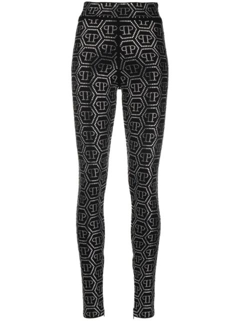 PHILIPP PLEIN monogram-print embellished leggings