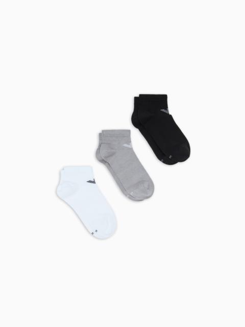 EMPORIO ARMANI THREE-PACK OF ANKLE SOCKS WITH EAGLE LOGO