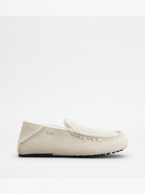 Tod's SLIPPER LOAFERS IN SUEDE - OFF WHITE