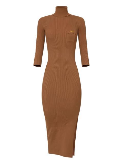 ELISABETTA FRANCHI ribbed chest-pocket midi dress