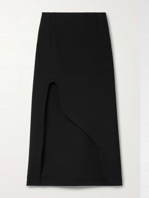 Asymmetric jersey midi skirt