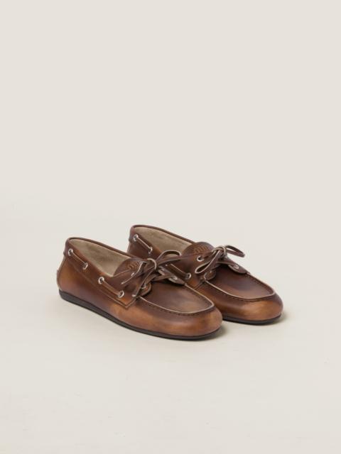Unlined bleached leather loafers
