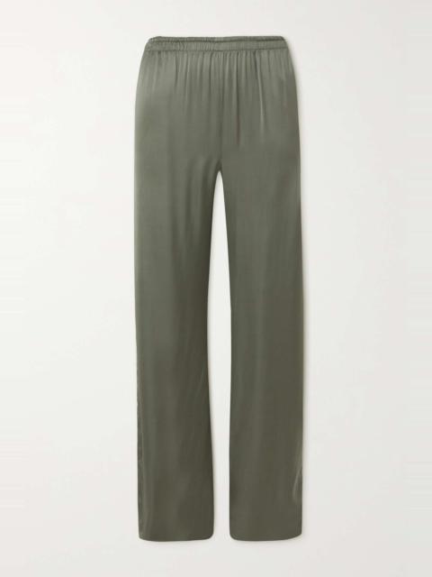 Satin-twill straight-leg pants