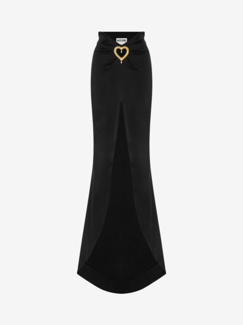 Moschino HEART EMBROIDERY ENVERS SATIN SKIRT