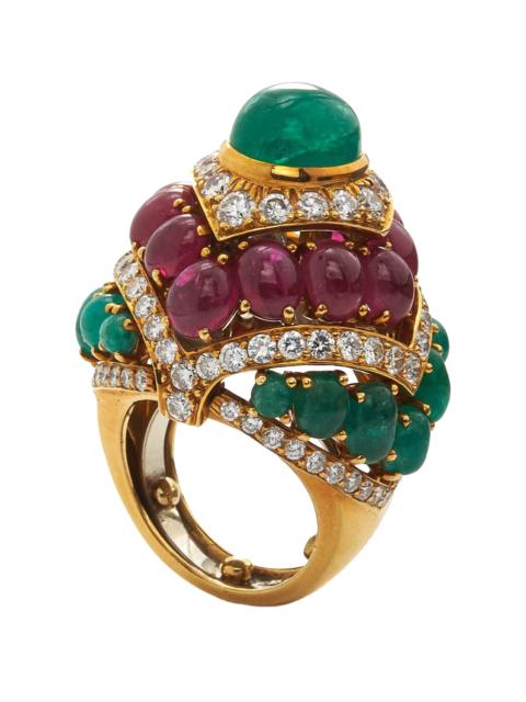 DAVID WEBB Emerald Ruby Diamond Ring