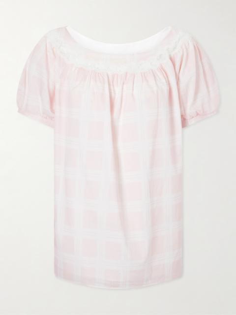 POSSE Marilyn Lace-trimmed Checked Cotton Blouse