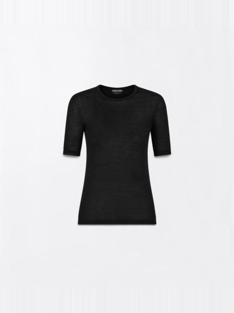 TOM FORD SEAMLESS FEATHERWEIGHT CASHMERE CREWNECK T-SHIRT