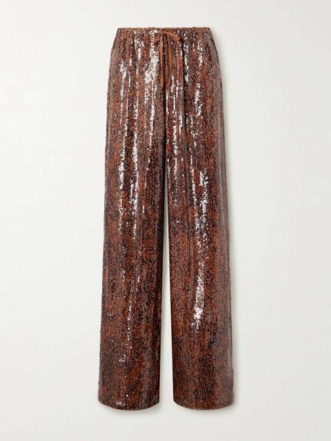 Dries Van Noten Sequined crepe wide-leg pants