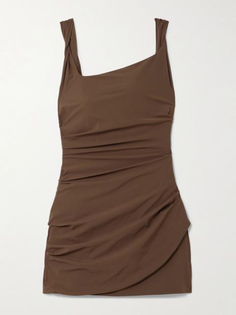 SIR. Draped twisted stretch-crepe mini dress Brown