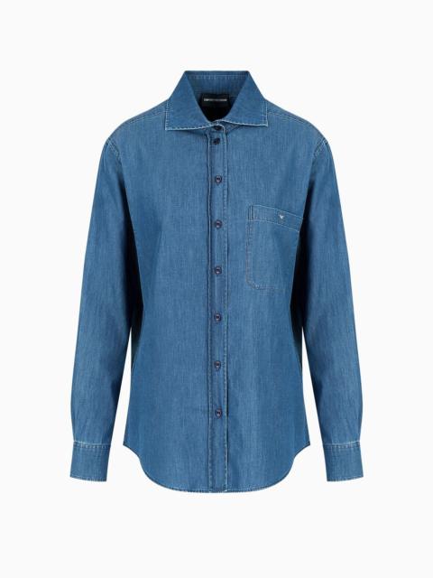 Stone-washed denim shirt