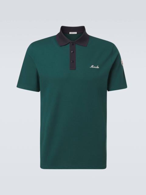 Moncler Embroidered cotton piqué polo shirt