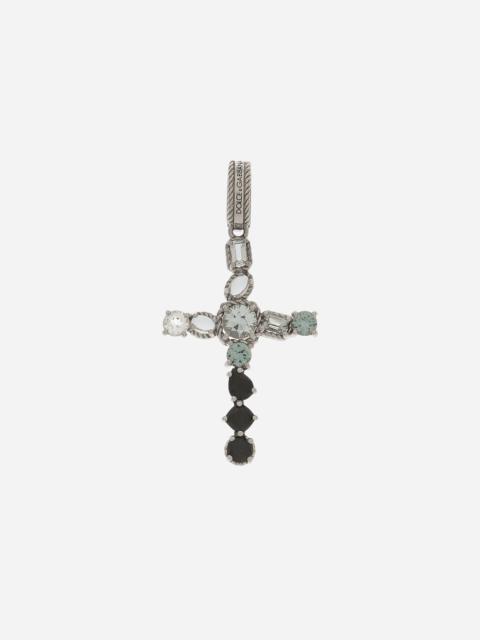 Anna charm in white gold 18kt with colourless topazes, grey and black spinels