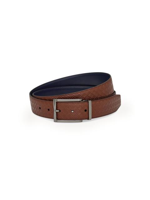 FERRAGAMO Men's Double Adjustable Reversible Leather Belt - Medium Brown