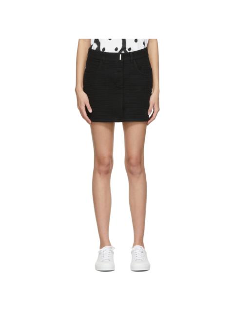 Givenchy Black Denim Jacquard Logo Skirt