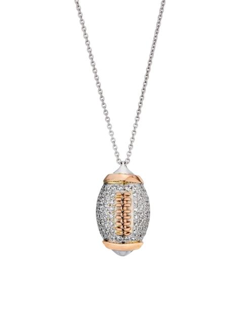 ROBERTO COIN Women's Tiny Treasures Two-Tone 18K Gold & 0.48 TCW Diamond Football Pendant Necklace - White Gold
