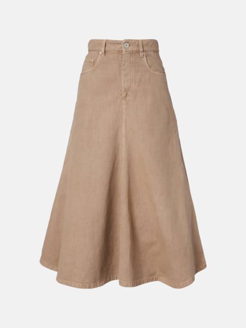 Brunello Cucinelli Cotton and linen denim midi skirt