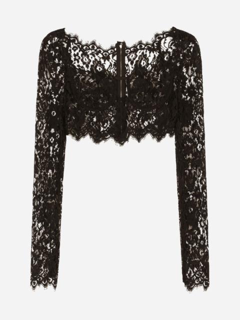 Long-sleeved lace corset top
