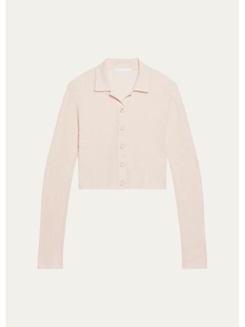 Helmut Lang Raw Edge Linen-Blend Knit Cardigan