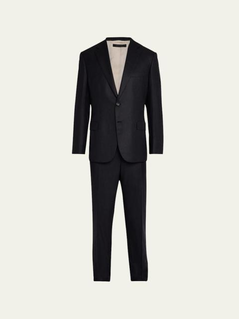 Brioni Men's Brun Pinstripe Escorial Wool Suit