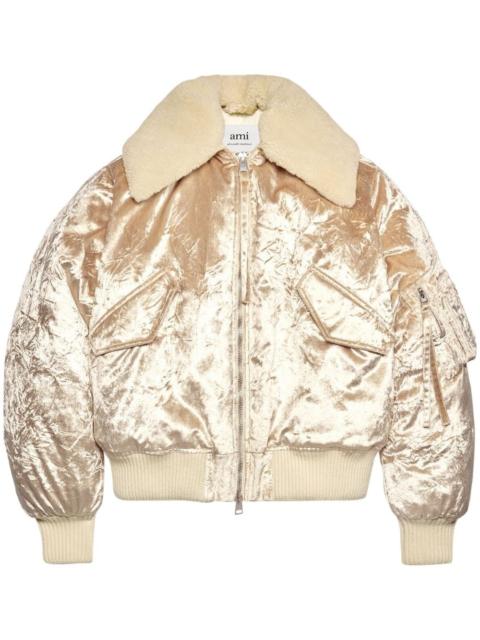 AMI Paris metallic velvet bomber jacket