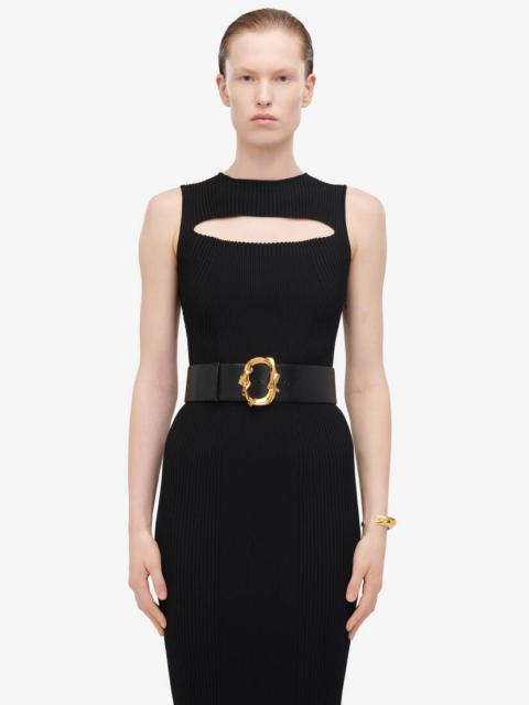 Alexander McQueen Women's Slashed Knit Midi Dress in Black