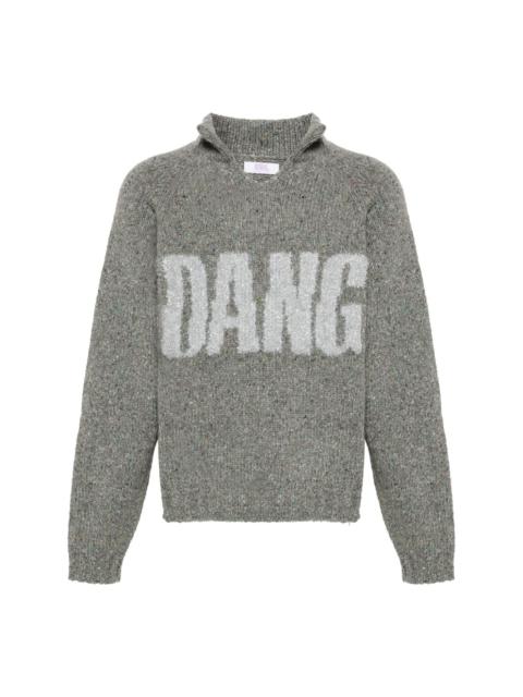 ERL split-neck speckle-knit jumper