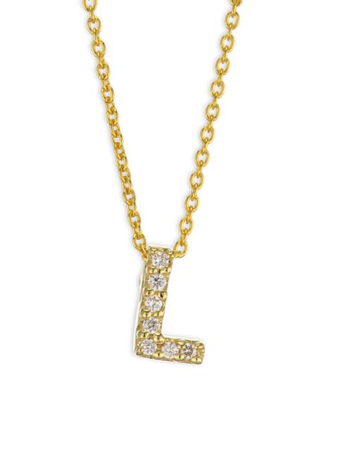 ROBERTO COIN Women's Tiny Treasures Diamond & 18K Yellow Gold Initial Necklace - Initial L