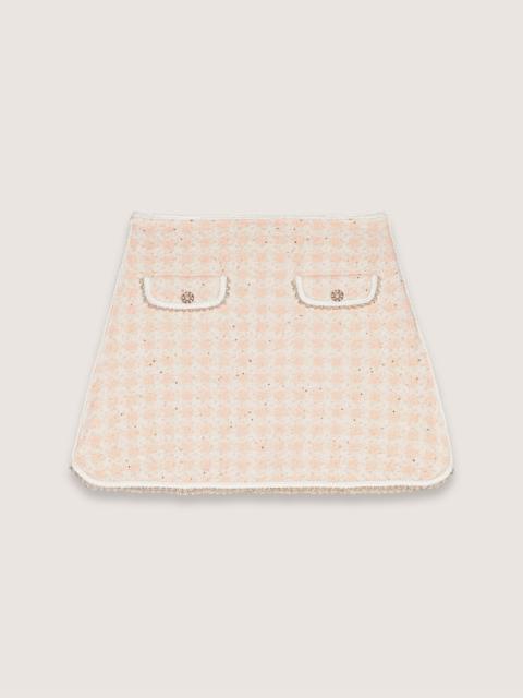 maje Short tweed-effect knit skirt
