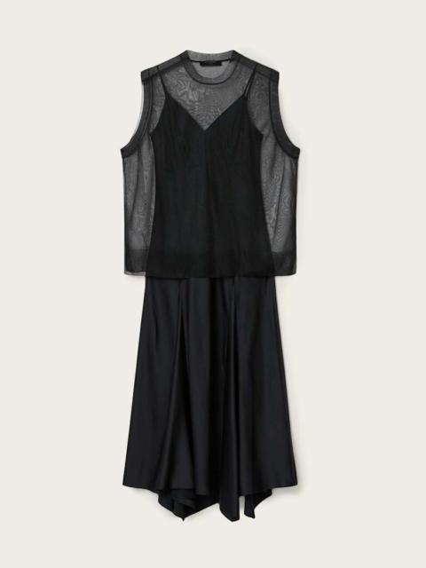 ALLSAINTS AVA SLEEVELESS SATIN MIDI DRESS