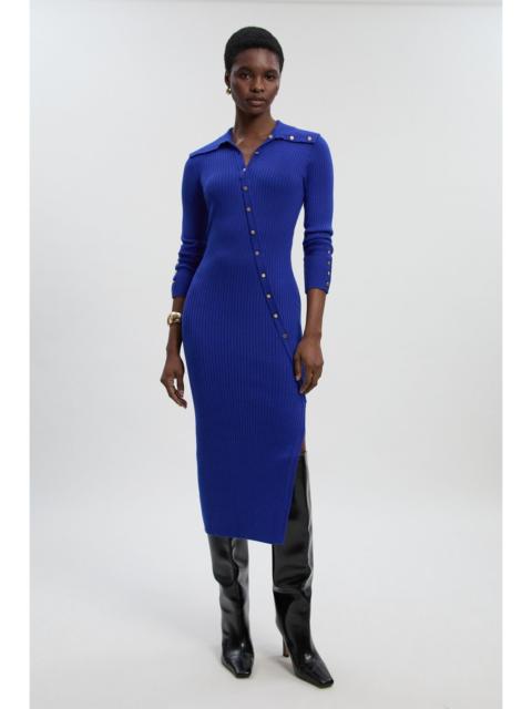 KAREN MILLEN Viscose Blend Trim Detail Knit Midi Dress