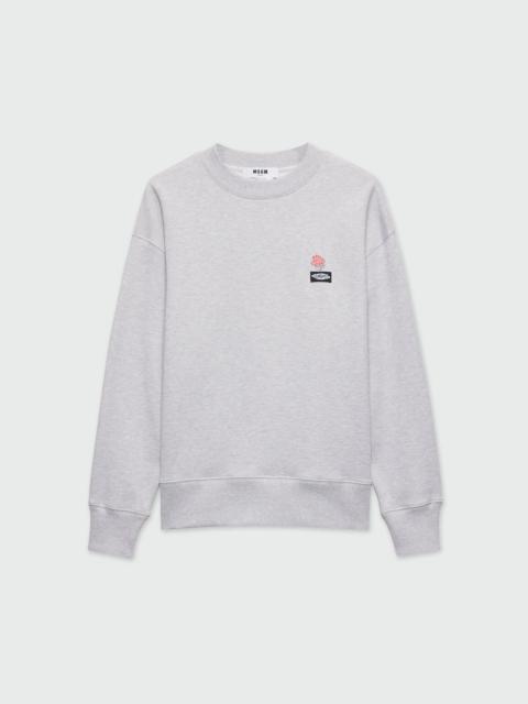 MSGM Grey melange jersey sweatshirt with MSGM patch