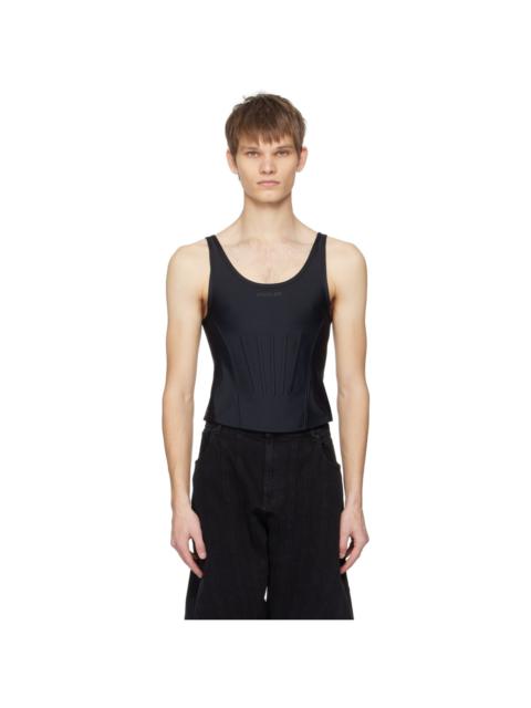 MUGLER Black Corseted Tank Top