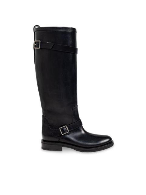almond-toe leather boots