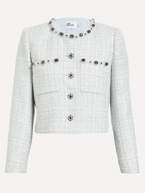 self-portrait Blue Bouclé Jacket