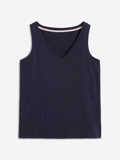 BODEN Regular V-Neck Slub Tank-Navy