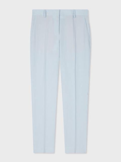 Pale Blue Linen Tapered Trousers