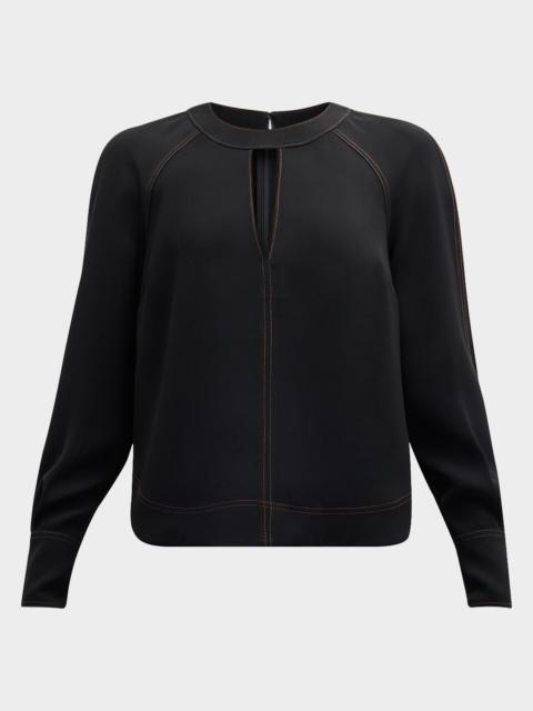 VERONICA BEARD Tena Long-Sleeve Cut-Out Top