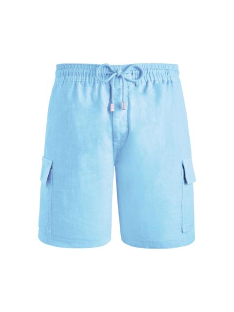 Vilebrequin Men's Linen Cargo Swim Trunks - Blue