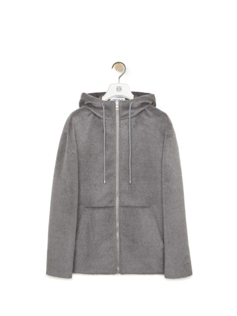 Hooded jacket in lama and wool