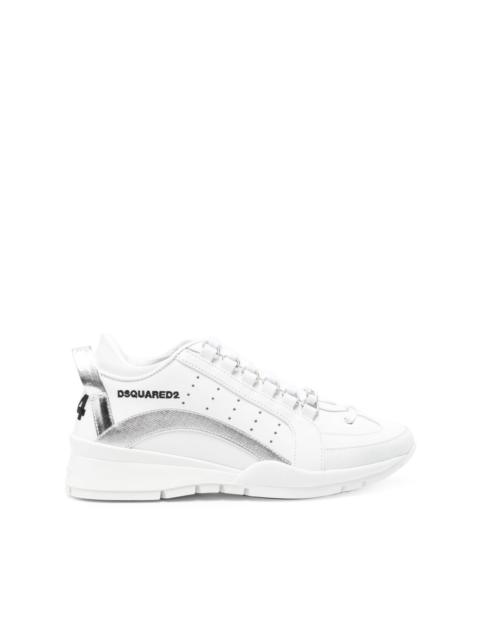logo-embroidered leather sneakers