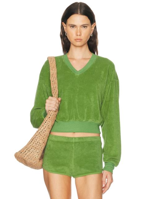 ÉTERNE Cropped V-Neck Sweatshirt