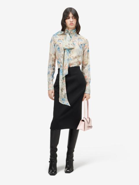 Alexander McQueen Women's Wallpaper Floral Tie-Neck Shirt in Multicolor