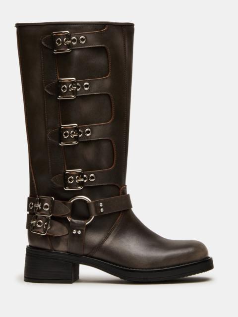 STEVE MADDEN ROCKY BROWN DISTRESSED WIDE CALF