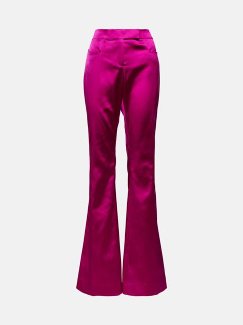 Low-rise flared satin pants