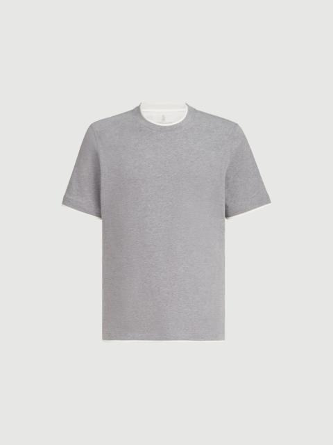 Brunello Cucinelli Cotton jersey crew neck T-shirt with faux-layering